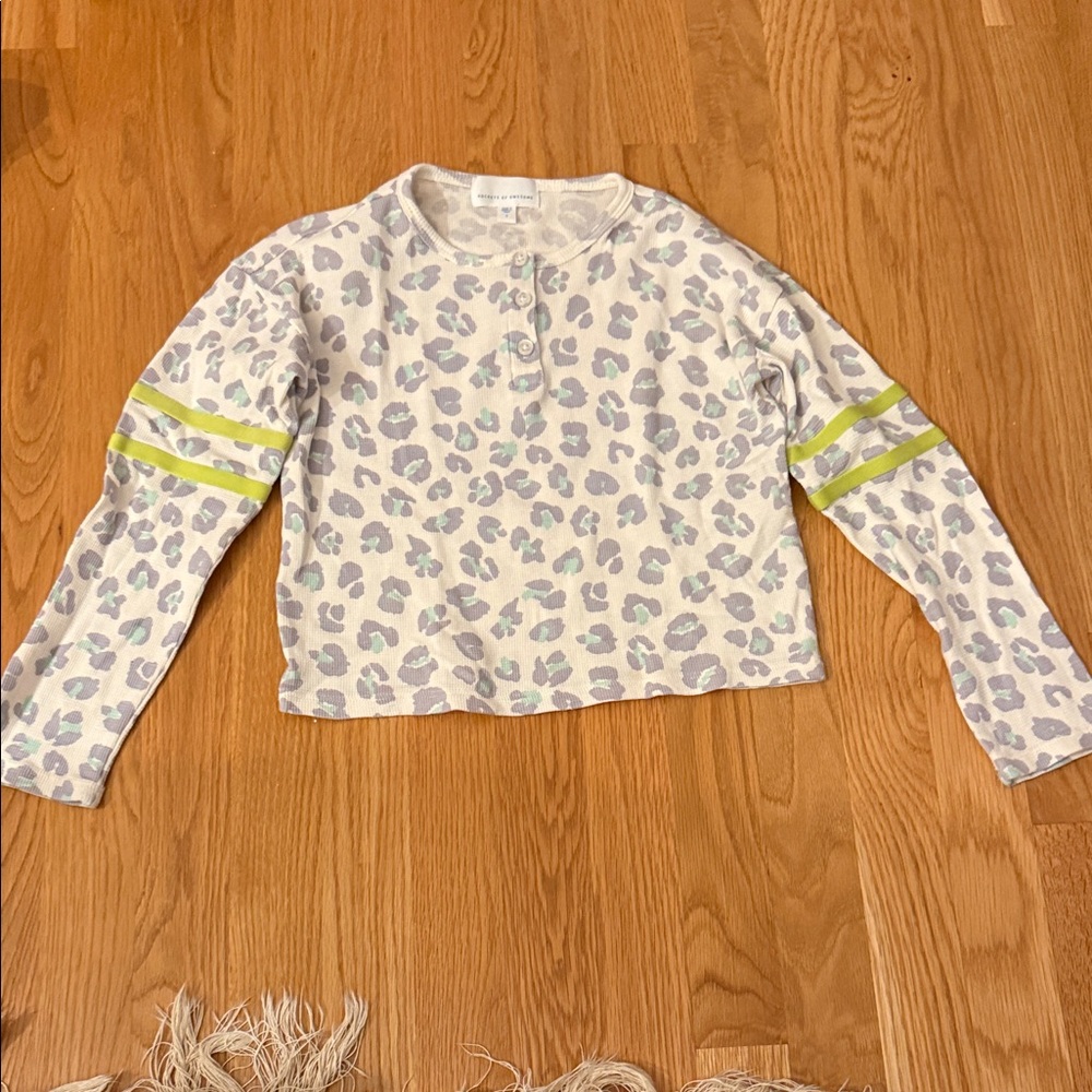 Kids Long Sleeve Leopard Print Shirt with Yellow Accents